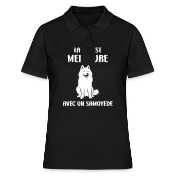 Humour Chien Samoyède - Polo Femme - noir - Devant - Ailine (174cm)