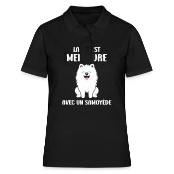 Humour Chien Samoyède - Polo Femme - noir - Devant - Ailine (174cm)