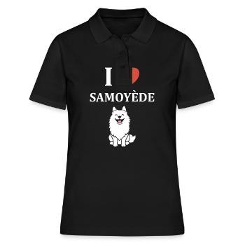 Humour Chien Samoyède - Polo Femme - noir - Devant - Ailine (174cm)