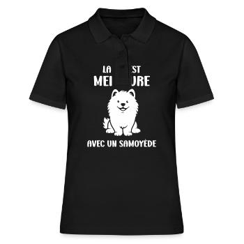 Humour Chien Samoyède - Polo Femme - noir - Devant - Ailine (174cm)