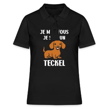 Humour chien teckel - Polo Femme - noir - Devant - Ailine (174cm)