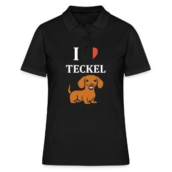 Humour chien teckel - Polo Femme - noir - Devant - Ailine (174cm)