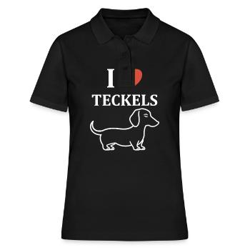 Humour chien teckel - Polo Femme - noir - Devant - Ailine (174cm)