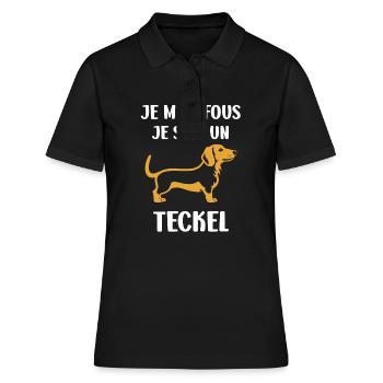 Humour chien teckel - Polo Femme - noir - Devant - Ailine (174cm)