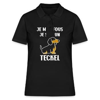 Humour chien teckel - Polo Femme - noir - Devant - Ailine (174cm)