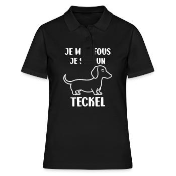 HUmour chien teckel - Polo Femme - noir - Devant - Ailine (174cm)