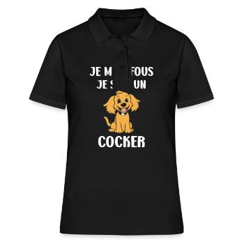 Humour Chien cocker - Polo Femme - noir - Devant - Ailine (174cm)