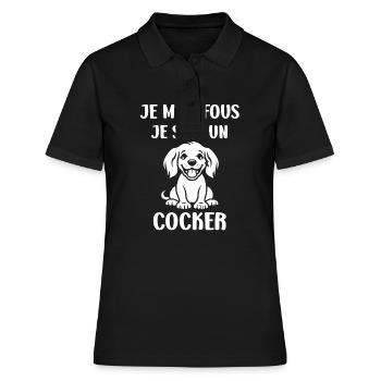 Humour Chien cocker - Polo Femme - noir - Devant - Ailine (174cm)