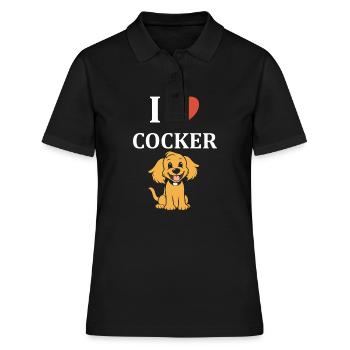 Humour Chien cocker - Polo Femme - noir - Devant - Ailine (174cm)