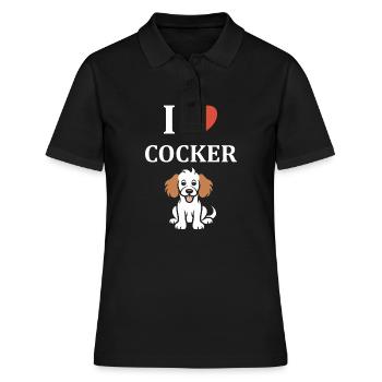 Humour Chien cocker - Polo Femme - noir - Devant - Ailine (174cm)