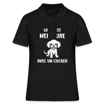 Chien cocker - Polo Femme - noir - Devant - Ailine (174cm)