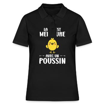 Humour petit poussin - Polo Femme - noir - Devant - Ailine (174cm)