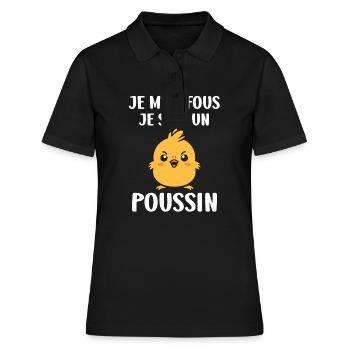 Humour petit poussin - Polo Femme - noir - Devant - Ailine (174cm)