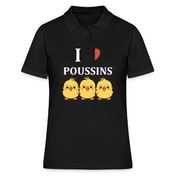 Humour petit poussin - Polo Femme - noir - Devant - Ailine (174cm)