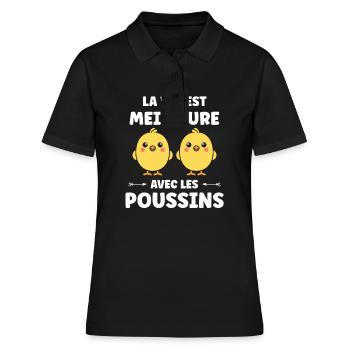 Humour bébé poussin - Polo Femme - noir - Devant - Ailine (174cm)
