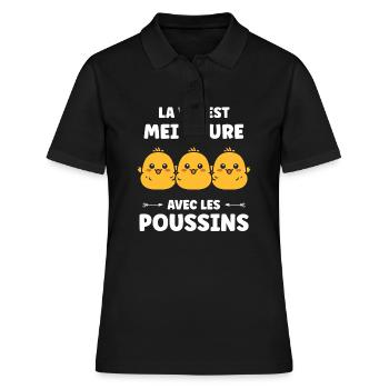 Humour petit poussin - Polo Femme - noir - Devant - Ailine (174cm)