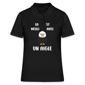 Citation humour Oiseau aigle - Polo Femme - noir - Devant - Ailine (174cm)