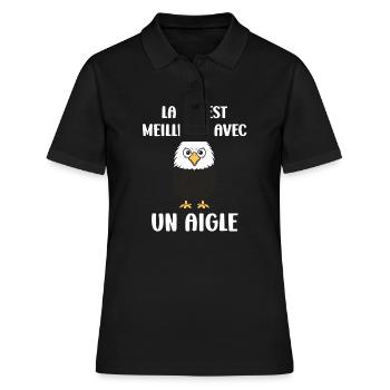 Citation humour Oiseau aigle - Polo Femme - noir - Devant - Ailine (174cm)