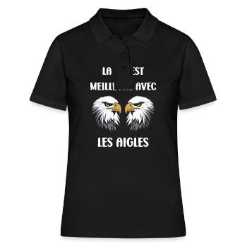 Citation humour Oiseau aigle - Polo Femme - noir - Devant - Ailine (174cm)