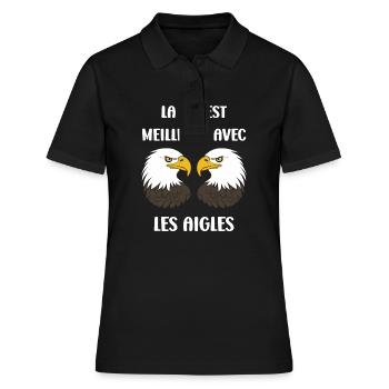 Citation humour Oiseau aigle - Polo Femme - noir - Devant - Ailine (174cm)
