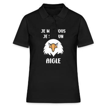 Citation humour Oiseau aigle - Polo Femme - noir - Devant - Ailine (174cm)