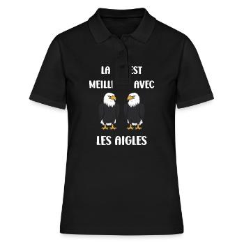 Citation humour Oiseau aigle - Polo Femme - noir - Devant - Ailine (174cm)