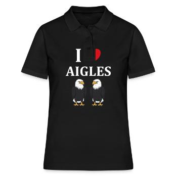 Citation humour Oiseau aigle - Polo Femme - noir - Devant - Ailine (174cm)