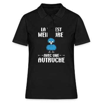 Humour autruche - Polo Femme - noir - Devant - Ailine (174cm)