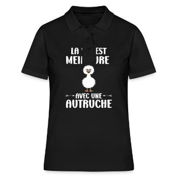Humour autruche - Polo Femme - noir - Devant - Ailine (174cm)