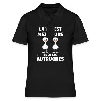 Citation autruche - Polo Femme - noir - Devant - Ailine (174cm)