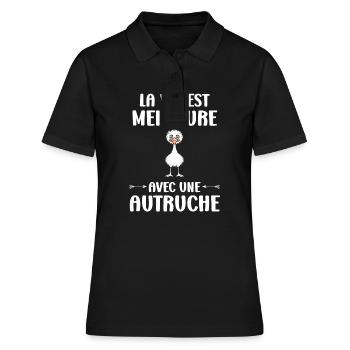 citation humoristique autruche - Polo Femme - noir - Devant - Ailine (174cm)