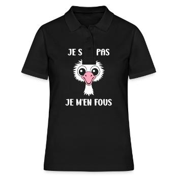 citation humoristique autruche - Polo Femme - noir - Devant - Ailine (174cm)