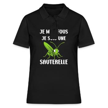 Insecte humour Sauterelle - Polo Femme - noir - Devant - Ailine (174cm)