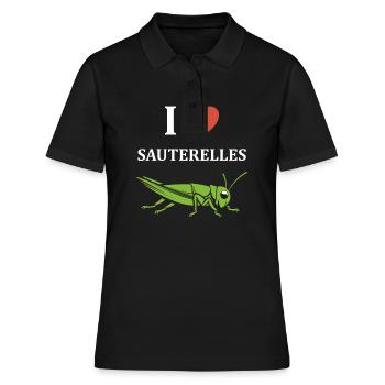 Insecte humour Sauterelle - Polo Femme - noir - Devant - Ailine (174cm)