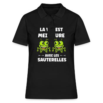 Insecte humour Sauterelle - Polo Femme - noir - Devant - Ailine (174cm)
