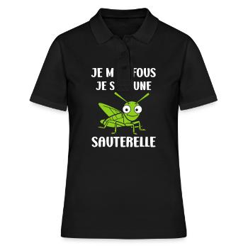 Insecte humour Sauterelle - Polo Femme - noir - Devant - Ailine (174cm)