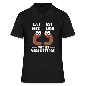 Humour ver de terre - Polo Femme - noir - Devant - Ailine (174cm)