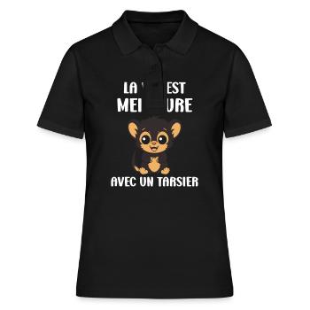 Humour tarsier - Polo Femme - noir - Devant - Ailine (174cm)