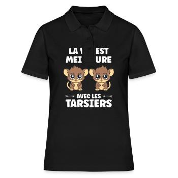 Humour tarsier - Polo Femme - noir - Devant - Ailine (174cm)