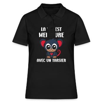 Humour tarsier - Polo Femme - noir - Devant - Ailine (174cm)