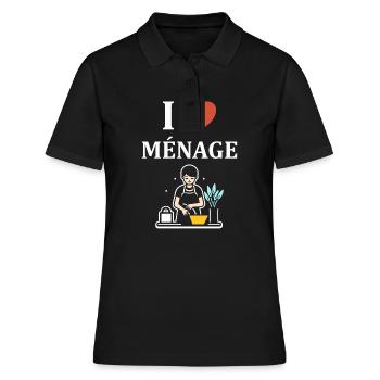 Humour faire le ménage - Polo Femme - noir - Devant - Ailine (174cm)