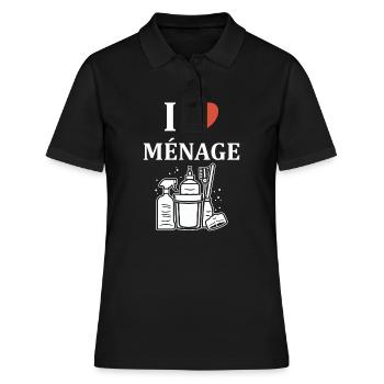 Humour faire le ménage - Polo Femme - noir - Devant - Ailine (174cm)