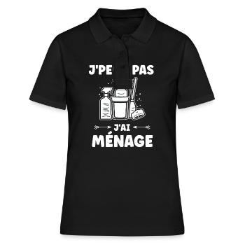 Humour faire le ménage - Polo Femme - noir - Devant - Ailine (174cm)
