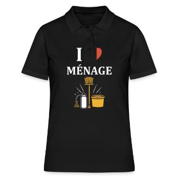 Humour faire le ménage - Polo Femme - noir - Devant - Ailine (174cm)