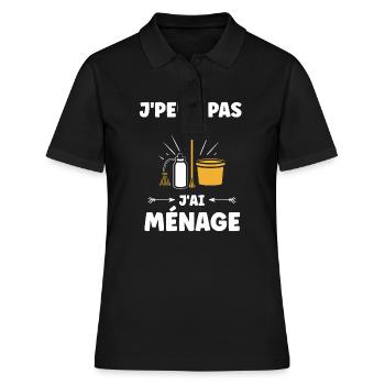 Humour faire le ménage - Polo Femme - noir - Devant - Ailine (174cm)
