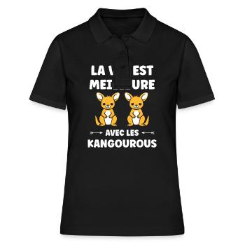 Humour petit kangourou - Polo Femme - noir - Devant - Ailine (174cm)