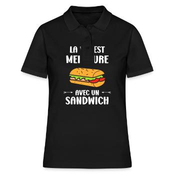 Humour sandwich - Polo Femme - noir - Devant - Ailine (174cm)