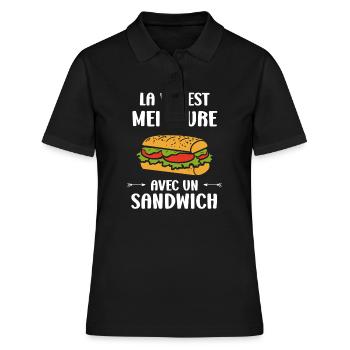 Humour sandwich - Polo Femme - noir - Devant - Ailine (174cm)