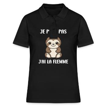 Animal humour paresseux - Polo Femme - noir - Devant - Ailine (174cm)