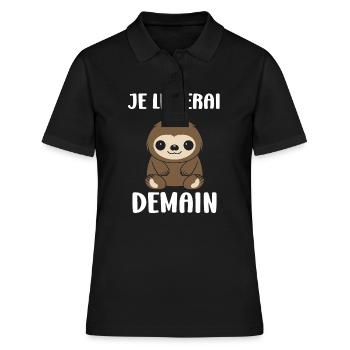Animal humour paresseux - Polo Femme - noir - Devant - Ailine (174cm)